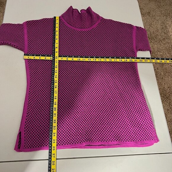 Elena Wang Sweater Womens Large Purple -Pink Textured High Neck Long Sleeve Knit - Picture 2 of 9